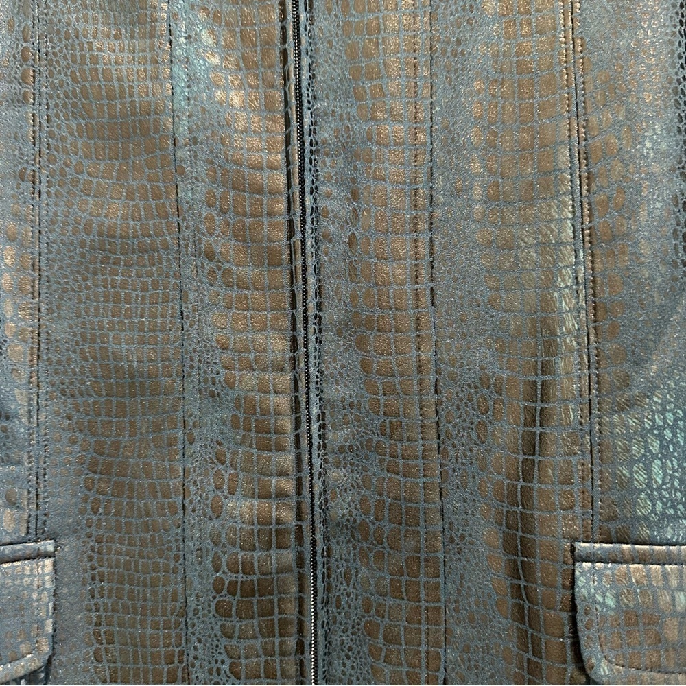 Susan Graver Shimmering Blue Animal Print Jacket - Picture 3 of 6